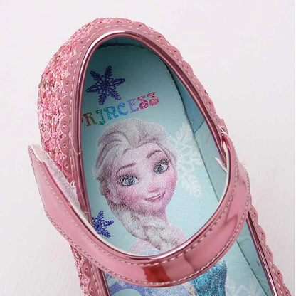 Disney Elsa Frozen Girls Princess Shoes Spring and Autumn Flat Paillette Shoes Children's Soft Sole Baby Casual Shoe Party Shoes