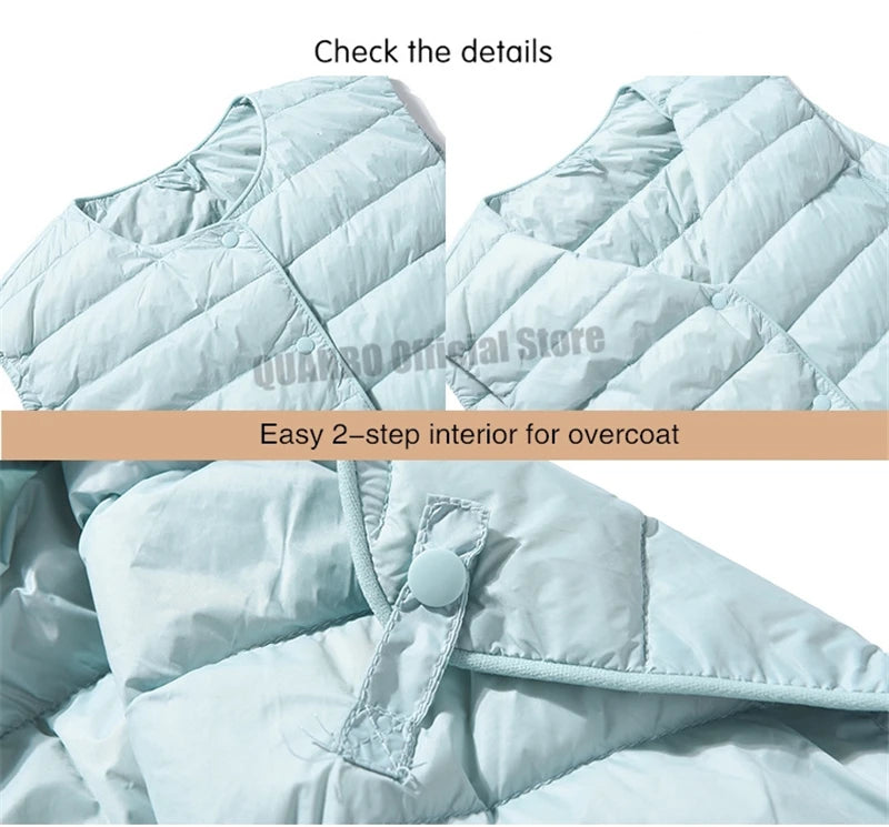 2025 New Women Sleeveless Puffer Jacket Spring Winter Female 90% White Duck Down Ultra Lightweight Packable Warm Down Liner Vest