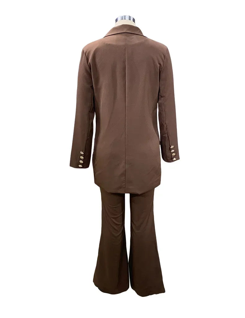 Autumn Winter 2 Piece Outfits for Women Blazer Jackets High Waisted Straight Leg Pants Suits Set Business Casual Office