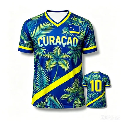 2026 Curacao Tribal Print Football Shirt Jersey Men Women Sport T-shirt National Team Inspired Casual Soccer Tops for Fans