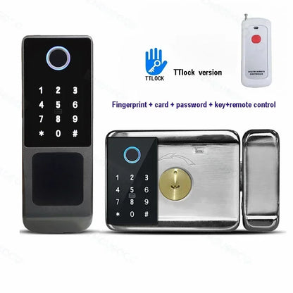 Tuya Wifi Waterproof Outdoor Smart Door Lock TTLock App Fingerprint Lock Card Code Remote Unlock Keyless Digital Electronic Lock