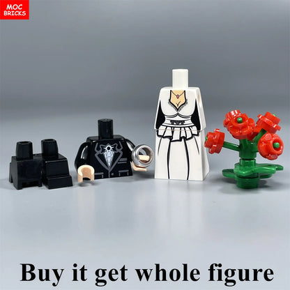 MOC Bricks Figure bracelet diamon bride groom Marriage Marry wedding Chain Building Blocks Assembled Kids Friends Toys Gift