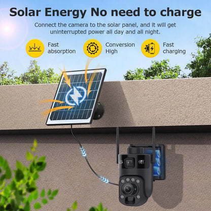 Ubox 12MP 60X Zoom 4G LTE Solar Camera Dual Screen Outdoor WiFi Security Camera PTZ PIR Detection Auto Tracking CCTV Waterproof
