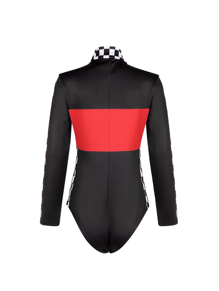 Women Racer Cosplay Costume Fashion Sexy Racing Queen Cosplay Uniform Suit One-Piece Training Racing Jumpsuits Halloween Costume