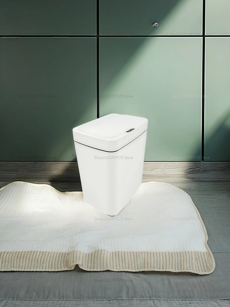 15L contactless smart sensor trash can automatically bag electronic waste trash can touchless bathroom kitchen white smart home