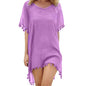 2023 Chiffon Tassels Beach Wear Women Swimsuit Cover Up Swimwear Bathing Suits Summer Mini Dress Loose Solid Pareo Cover Ups
