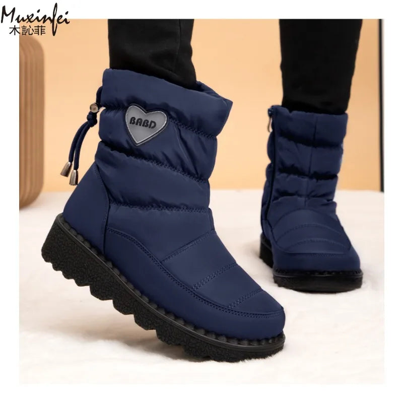 Women's Thickened Waterproof Winter Snow Boots Warm Velvet High Top Ankle Boots NonSlip Daily All Purpose Comfy Cotton Shoes