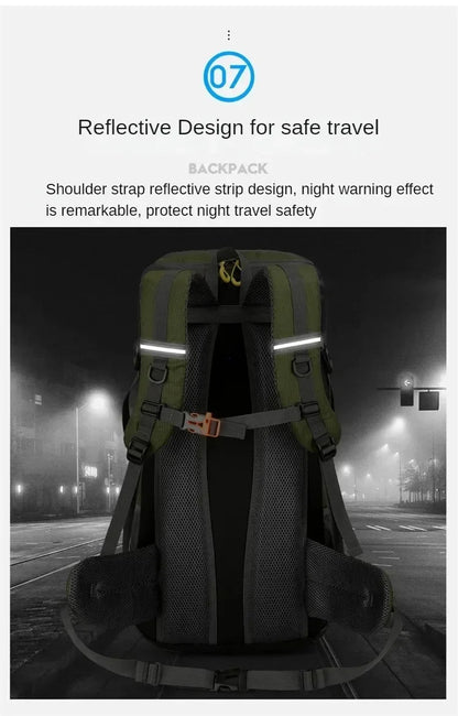50L Travel Backpack Camping Bag For Men Large Hiking Bag Tourist Rucksack Waterproof Outdoor Sports Climbing Mountaineering Bag