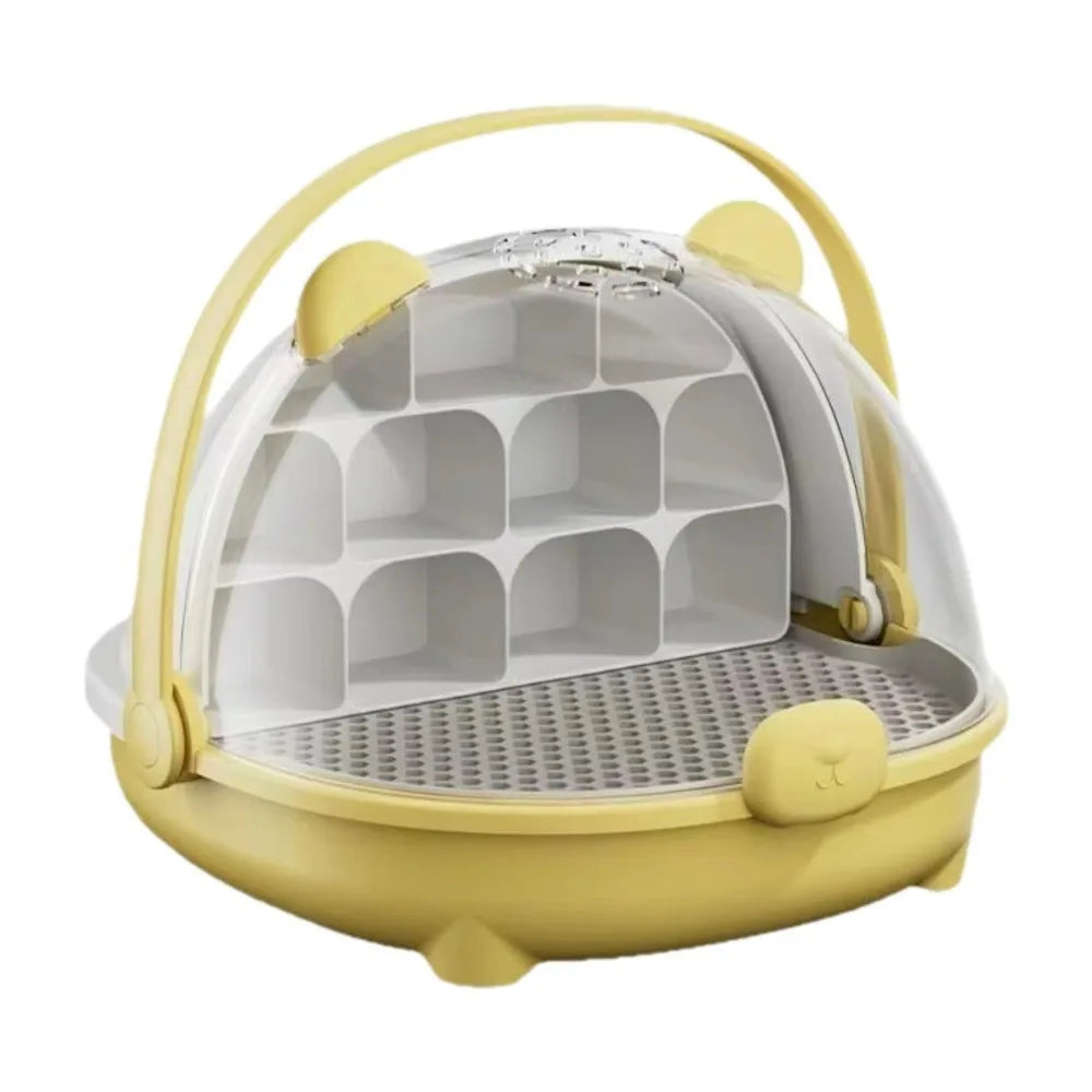 Breathable Hole Silkworm Breeding Box Folable Handle Plastic Insect Habitat Cage Visible Door Silkworm Observation Cabin Student