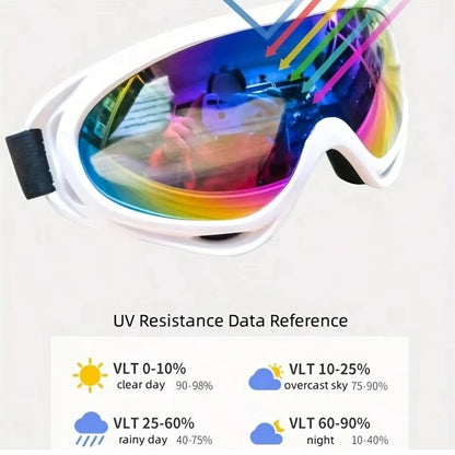 1pc Large Frame Polarized Ski Goggles For Men And Women, Windproof Snowproof UV Protection Anti-Fog Snowboard Goggles For Outdoo