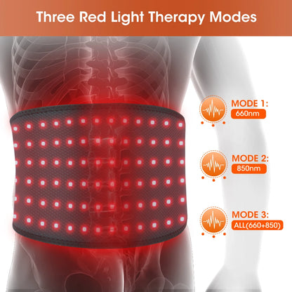 LED Red Light Belt 120Pcs 660nm & 850nm Beads Household Waist Belt Skin Rejuvenation Fatigue Reduction Direct Plug Power Supply