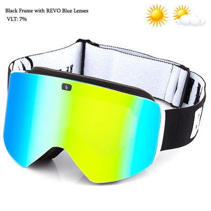 Ski Goggles with Magnetic Double Layer Yellow Lens Skiing Anti-fog UV400 Snowboard Goggles Men Women Ski Glasses Eyewear Set