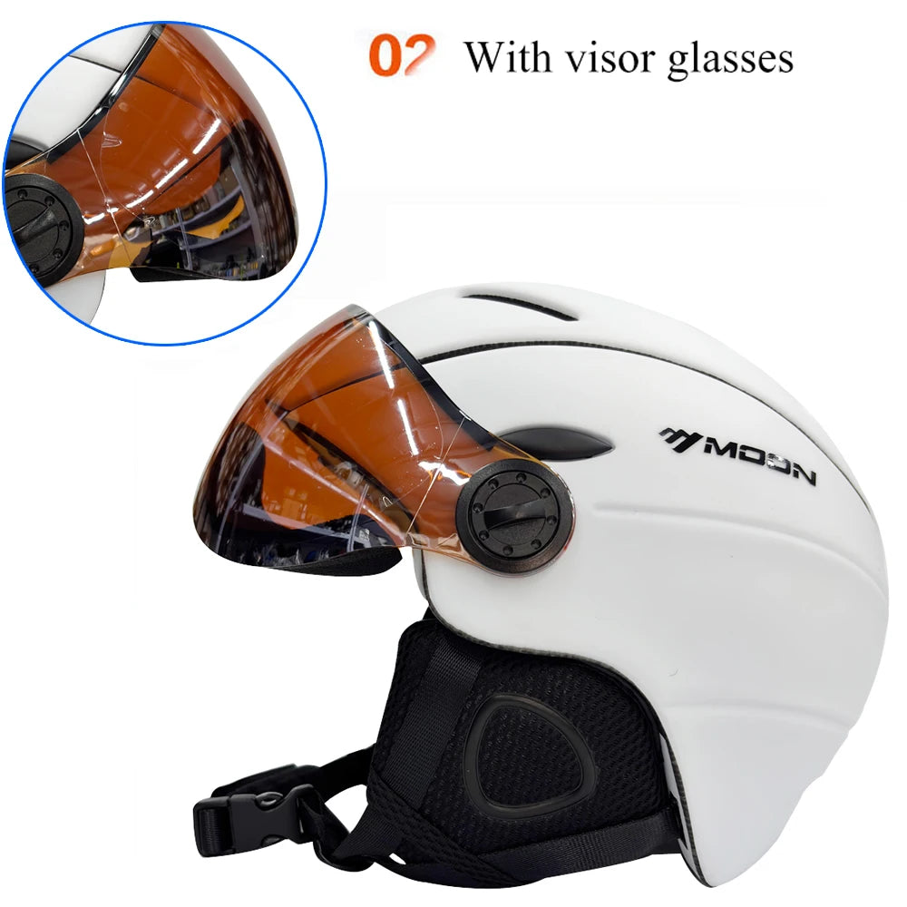MOON Skiing Helmet With Goggles PC+EPS High-Quality Ski Helmet For Adult Outdoor Snowboard Skateboard Helmet Protective Ski Gear
