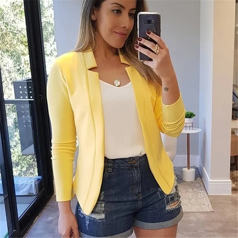 Women Thin White Blazers Spring 2025 Female Summer Blazer Long Sleeve Open Stitch OL Womens Slim Coats Femme Ladies Black Tops