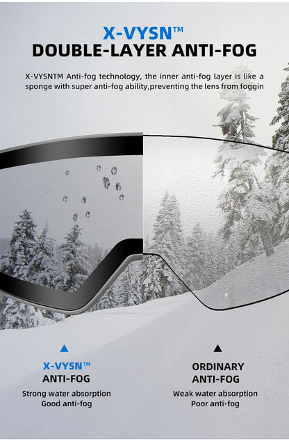 Vozapow Ski Goggles Magnetic Double Layer Anti Fog Professional Skiing Mask Men Women Super View Snowboard UV400 Snow Sunglasses