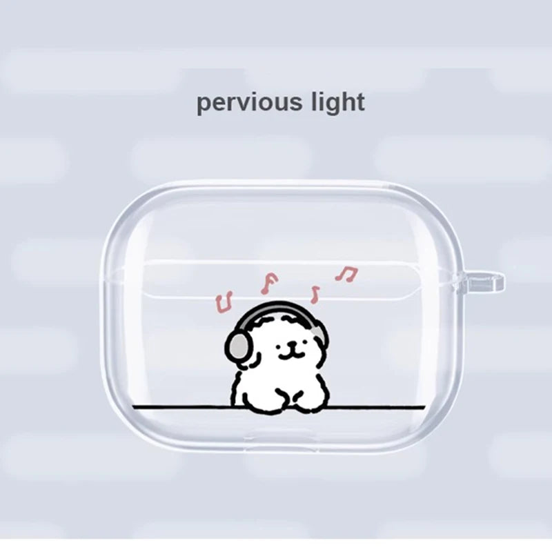Cute Puppy Pattern Dog Earphone Cases for Apple AirPods4 1/ 2/ 3/ Pro Protective Cover Headphone Accessorie Protective Box