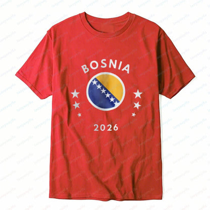 Bosnia 2026 Tee Bosnia Flag Football Soccer High Quality Cotton Shirt Vintage Classic Summer Breathable Clothes for Women Men