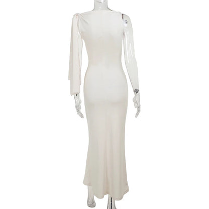 Women's Hot Sweetheart Long Dress New Fashion Asymmetric Temperament Slim Package Hip Simple Tie Dresses