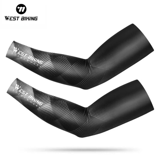 WEST BIKING Summer Sunproof Arm Sleeves UV Protection Seamless Digital Printing Cycling Running Sleeves Cooling Sport Gear