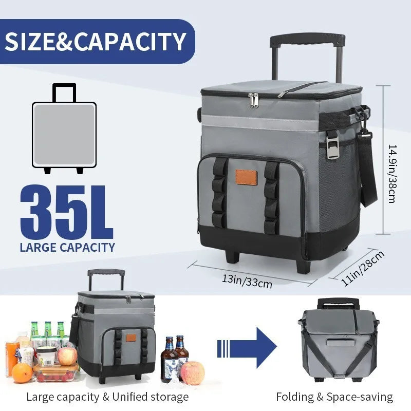Picnic Trolley Box Leak Proof Large Thermal Food Delivery Box Detachable Portable Lunch Backpack for Outdoor Car Travel&Takeout