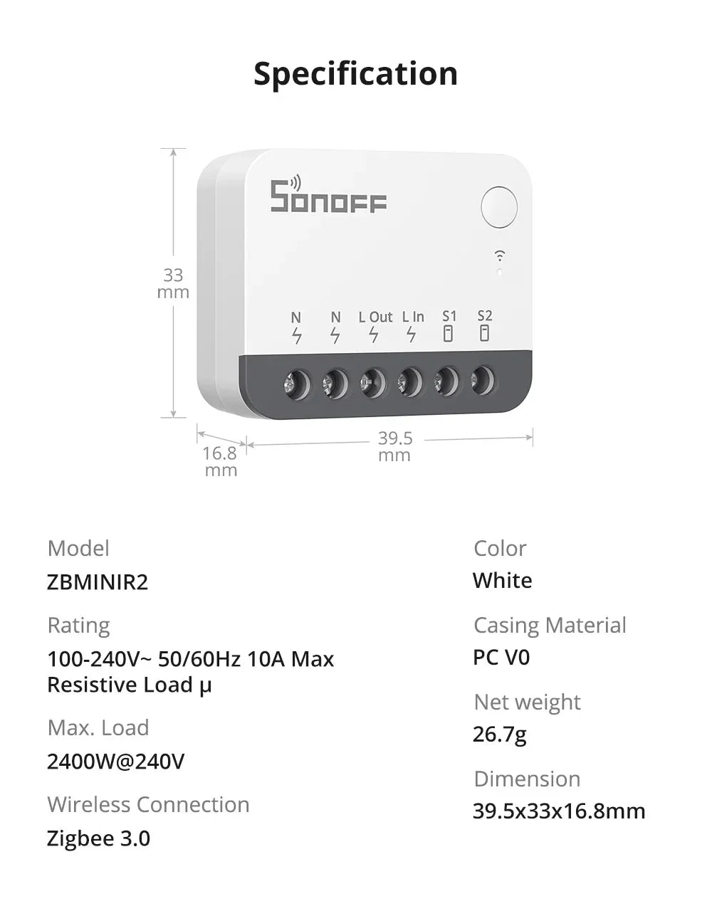 NEW SONOFF ZBMINIR2 Zigbee3.0 Mini Smart Switch Detach Relay Neutral Wire Required Remote Control Via Alexa Google SmartThings