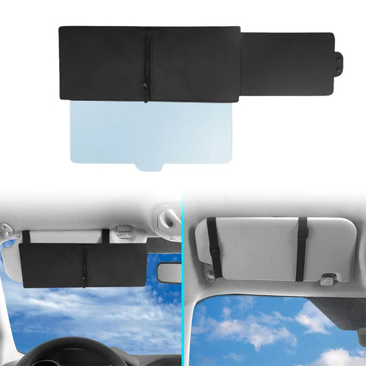 Polarized Sun Visor with Zipper Slider Car Sun Visor Extension with PC Lens and Side Sunshade for Safe Driving for Most Cars