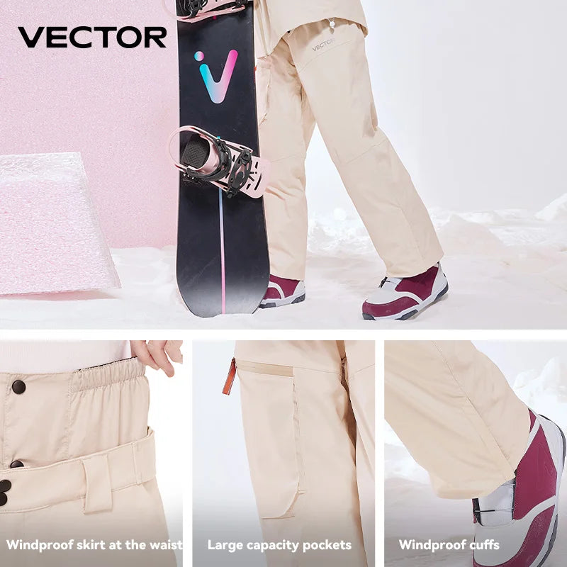 VECTOR  Woman Man Winter Ski Pants Outdoor High Quality Windproof Waterproof Warm Snow Trousers Winter Ski Snowboarding Pants