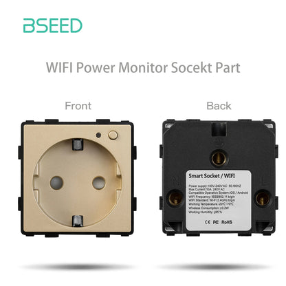 BSEED EU Standard Wifi Socket Smart Plug Function Part Only Power Monitor Timing Smart Home Alexa Voice Control  Bule Backlight