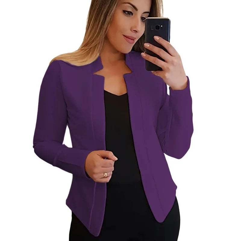 Women Thin White Blazers Spring 2025 Female Summer Blazer Long Sleeve Open Stitch OL Womens Slim Coats Femme Ladies Black Tops