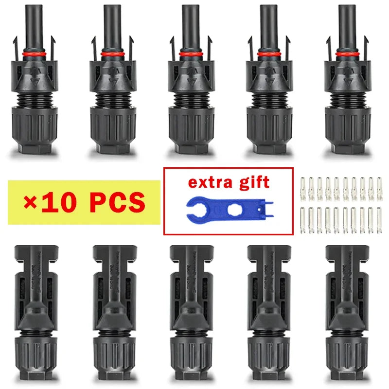 200/100/40/20/10 Pcs Photovoltaic Solar Connectors - 1000V 30A, 2.5/4/6mm² for PV/MC Cable, Panel Connectors Kit