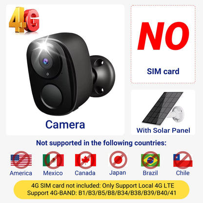 5MP 4G Solar Security Camera 2.4G WiFi Wireless Outdoor Color Night Vision Battery Powered Support PIR Waterproof Two-Way Audio
