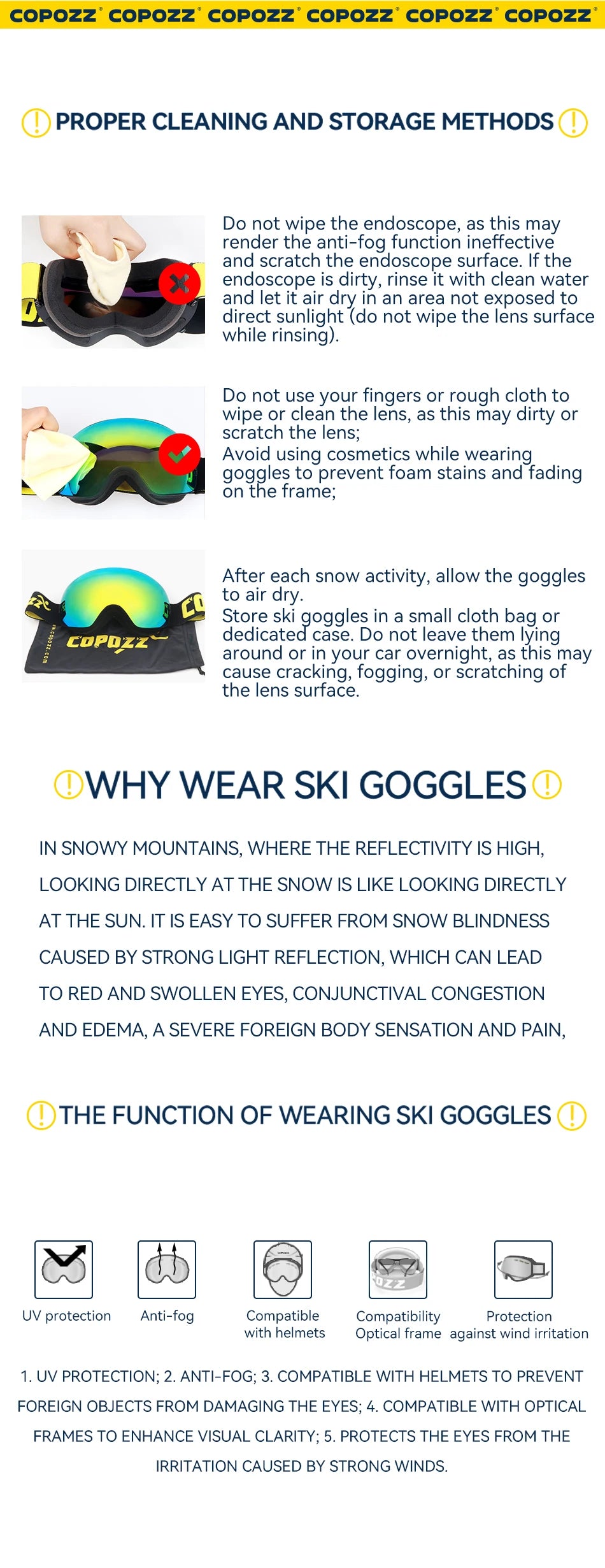 Frameless Anti-Fog Ski Goggles Night Lens Box Set 100% UV400 Protection Ski Snowboard Anti-Slip Strap Snow Goggles for Men Women
