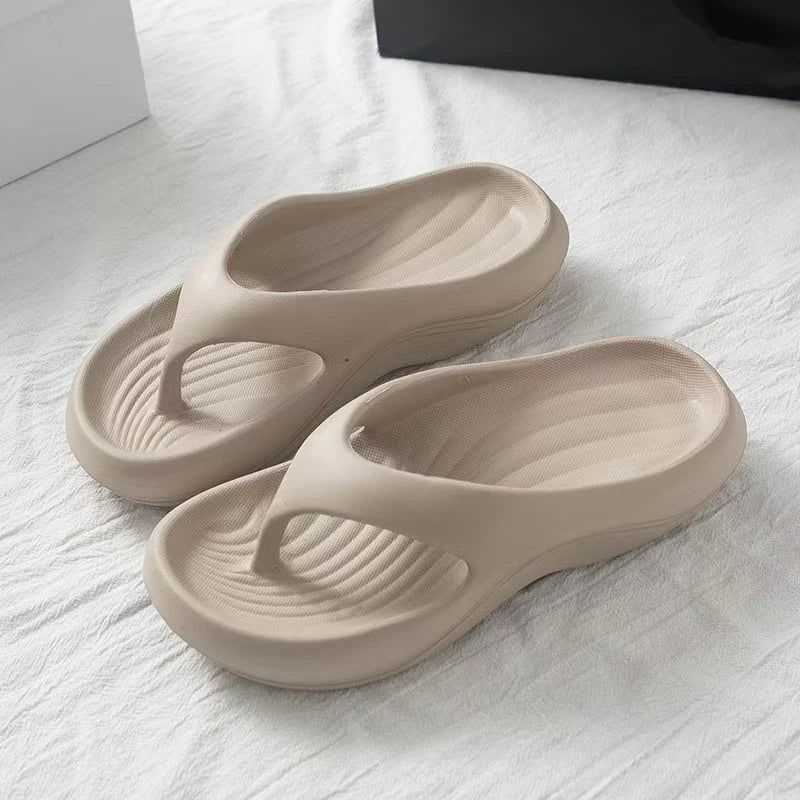 Women Stylish EVA Flip-Flops Comfortable Soft Anti-Slip Anti-Odor Fashionable Versatile for Beach Summer Casual Wear Beach Shoes