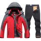 Men's Ski Suit Winter Waterproof Snowboard Wear Set Outdoor Men Snow Fleece Jackets Pants Overalls For Husband Windproof Hooded