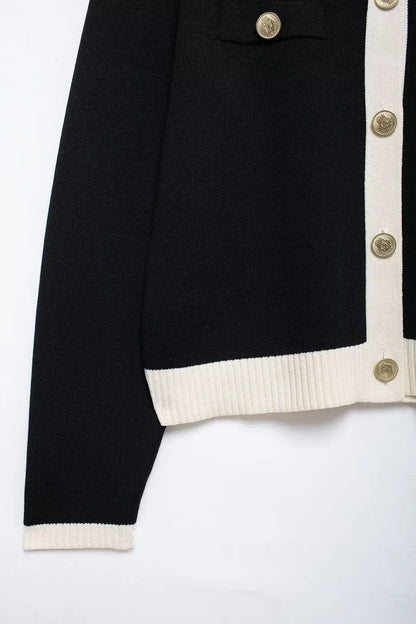 TRAFZA Autumn Fashion Women Sweater Coats Solid O-Neck Long Sleeves Pockets Buttons Single Breasted Female Casual Knitted Coat