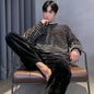 Autumn Winter Oversized Cartoon Print Pajamas for Men Letter Crew Neck New 2025 Men's Pajamas Set Fashion Soft Casual Homewear