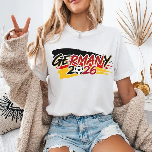 Germany 2026 Soccer Shirt German Football Fan Shirt Soccer Party Supplies Casual Daily Wear Men Women Fashion Summer Cotton Tops