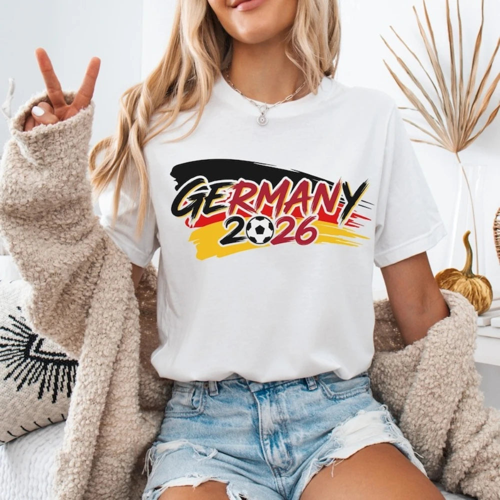Germany 2026 Soccer Shirt German Football Fan Shirt Soccer Party Supplies Casual Daily Wear Men Women Fashion Summer Cotton Tops