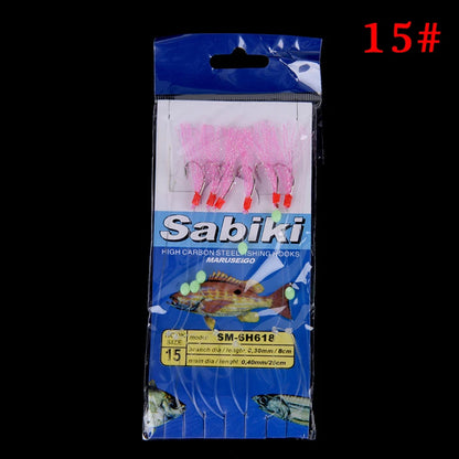 6pcs/set noctilucence Mackerel Feathers Bass Cod Sea Fishing Tackle Boat Luminous Fishing Hook Treble Fishing Lures