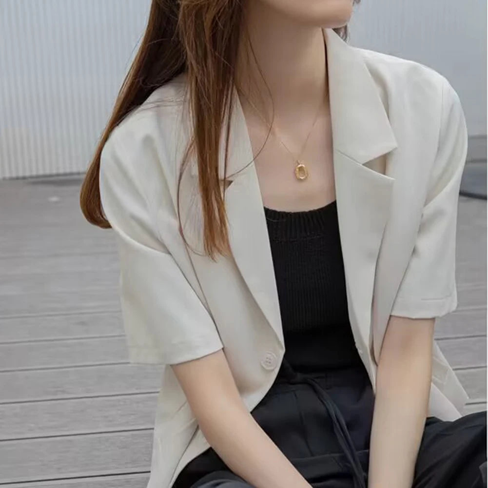 Summer Blazers Women Simple Leisure Loose Korean Style Youth Single Breasted Ladies Temperament Simple Fashion Classic