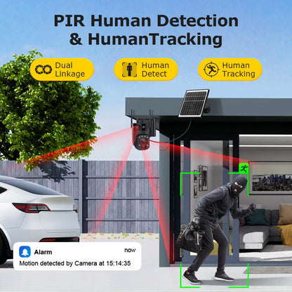 Ubox 12MP 60X Zoom 4G LTE Solar Camera Dual Screen Outdoor WiFi Security Camera PTZ PIR Detection Auto Tracking CCTV Waterproof