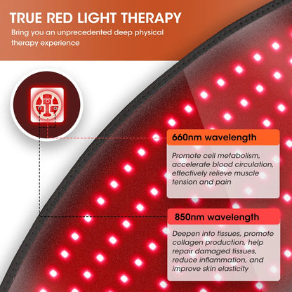 LED Red Light Belt 120Pcs 660nm & 850nm Beads Household Waist Belt Skin Rejuvenation Fatigue Reduction Direct Plug Power Supply