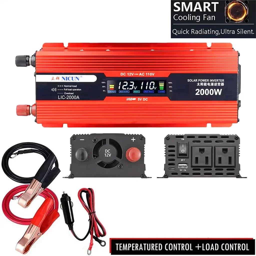 2000W Off-Grid Solar Complete Kit Power 100A Controller,110V 220V Inverter&10AH 30AH LiFePO4 Battery for Home/RV/Camping