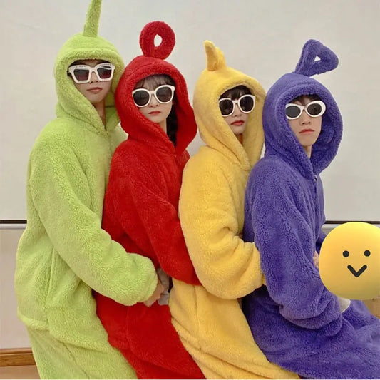 Adult Kids Costume Home 4 Colors Funny Tinky Winky Anime Tele baby tubbies Laa-Laa Po Soft Long Sleeves Piece Pajamas Costume