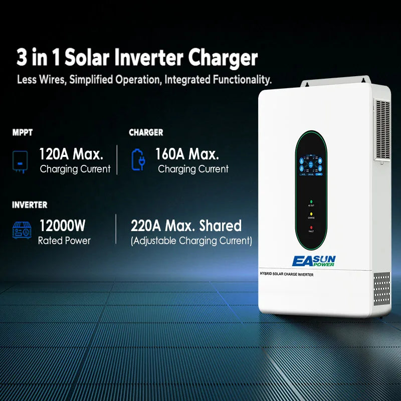 EASUN POWER 12KW Hybrid Inverter 48V 110V Split Phase Solar Inverter 2 MPPT Paralleled With WiFi 220A Solar Controller Inverters