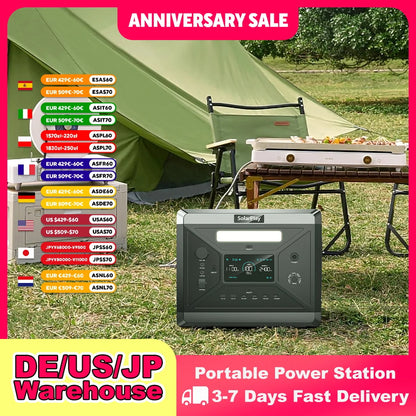 SOLARPLAY Q2501 Portable Power Station 2160WH LiFePO4 Battery with 2400W (4800W Peak) AC Output Solar Generator for Garden Party