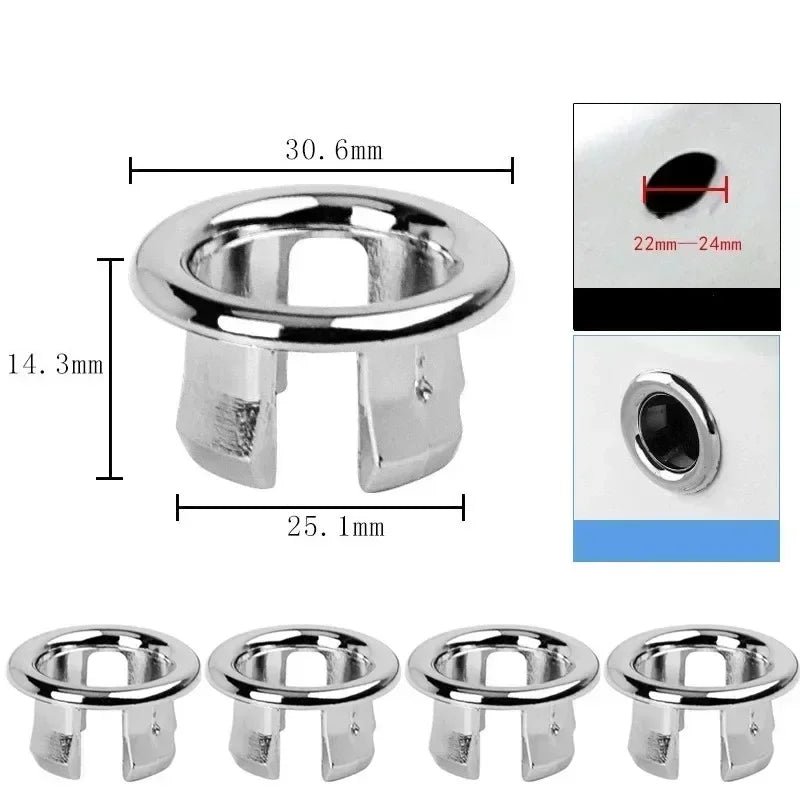 24/1Pcs Faucet Wash Basin Overflow Ring Sink Overflow Cover Home Kitchen Bathroom Basin Trim Bath Sink Round Hollow Ring Plug
