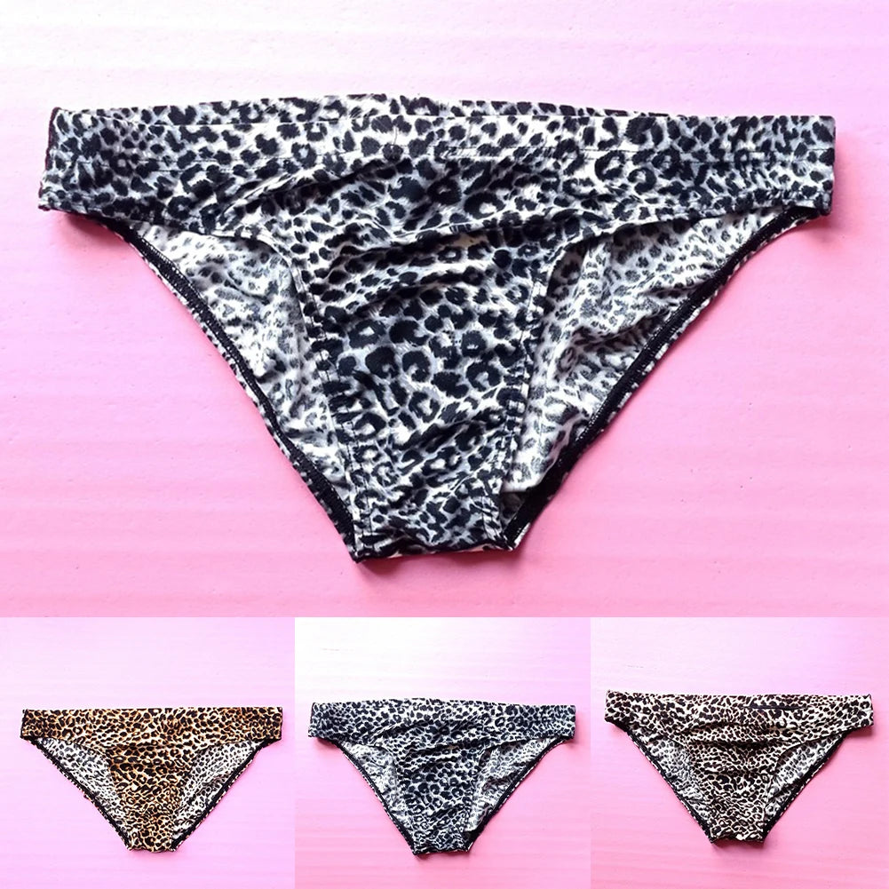 Men's Panties Leopard Printed Bikini G-String Low Waist Briefs Soft Pouch Temptation Lingerie Underwear Seamless Underpants