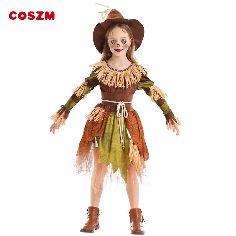 custom Halloween Kid Scarecrow Scary Costume Purim Boy Girl Movie Scarecrow Ghost Killer Cosplay Children's Day Performance ZML