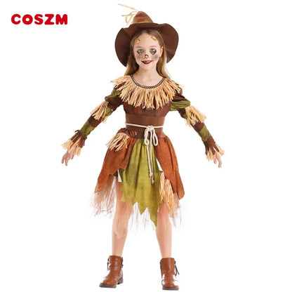 custom Halloween Kid Scarecrow Scary Costume Purim Boy Girl Movie Scarecrow Ghost Killer Cosplay Children's Day Performance ZML